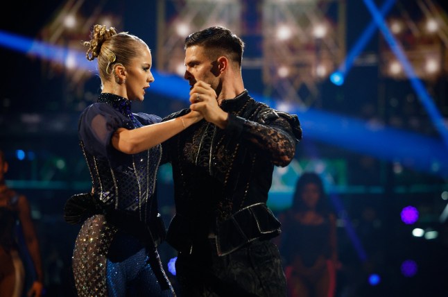 EMBARGOED TO 2015 SATURDAY NOVEMBER 30 For use in UK, Ireland or Benelux countries only BBC handout photo of Tasha Ghouri and Aljaz Skorjanec, during the dress rehearsal for Saturday's Strictly Come Dancing show on BBC1. Picture date: Saturday November 30, 2024. PA Photo. See PA story SHOWBIZ Strictly. Photo credit should read: Guy Levy/BBC/PA Wire NOTE TO EDITORS: Not for use more than 21 days after issue. You may use this picture without charge only for the purpose of publicising or reporting on current BBC programming, personnel or other BBC output or activity within 21 days of issue. Any use after that time MUST be cleared through BBC Picture Publicity. Please credit the image to the BBC and any named photographer or independent programme maker, as described in the caption.