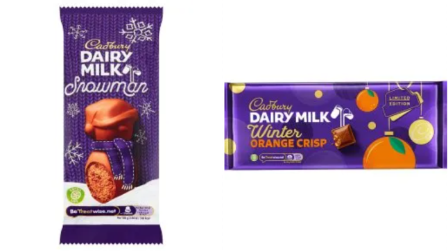 The Cadbury Snowman (left) and Cadbury Dairy Milk Winter Orange Crisp (right) aren't returning this year.