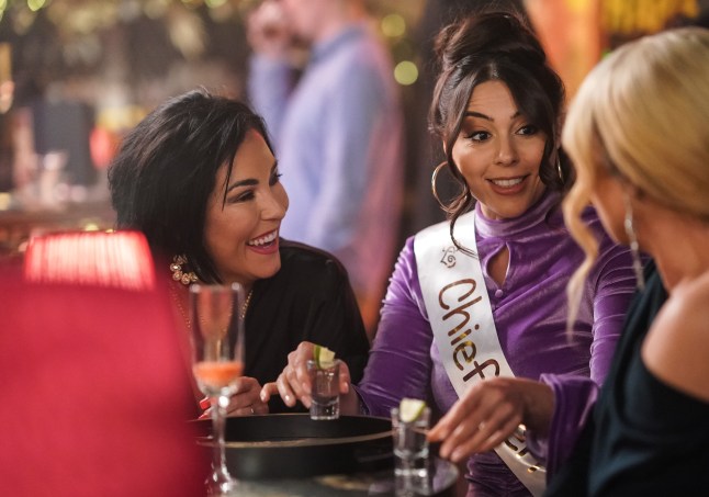 Kat, Priya and Sharon at Suki and Eve's hen do in EastEnders