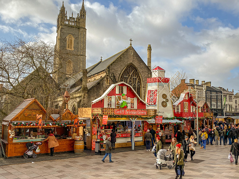 Food stalls in Cardiff Christmas market