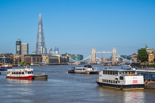 London cityscape seen from river Thames in the UK