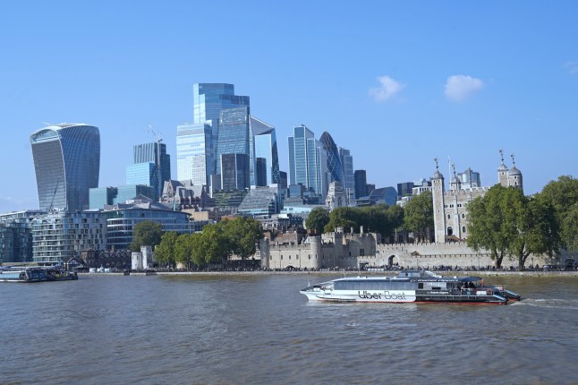 View of London skyline from across the Thames