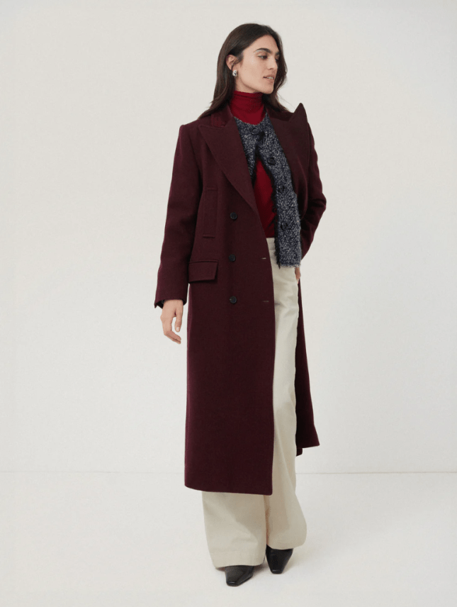 Image of model wearing Wool Double Breasted Overcoat from Jigsaw