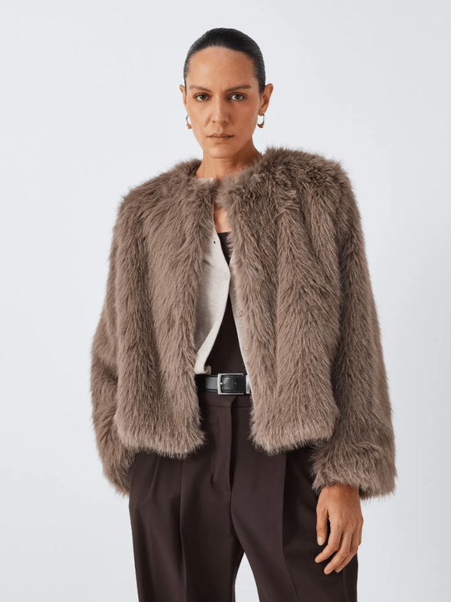 Image of model wearing Faux Fur Short Jacket from John Lewis & Partners