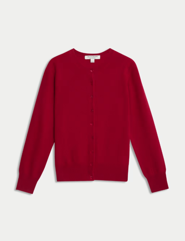 Image of Pure Cashmere Crew Neck Cardigan from M&S