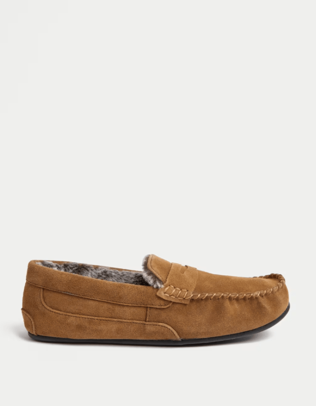 Image of Suede Slippers with Freshfeet from M&S