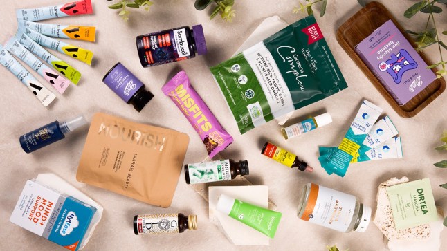 Image of beauty items across the wellness catagory that you will find in the new Boots Wellness Box