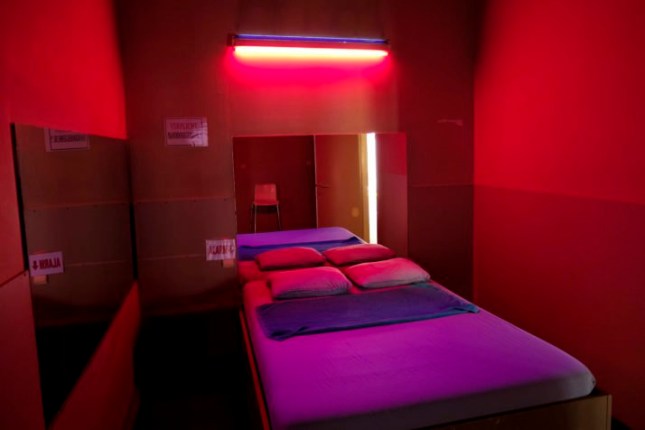 Illustration picture shows a room with mirrors at a sex bar, at, the prostitution area in Ghent, Friday 05 June 2020. Belgium is in its twelfth week of confinement in the ongoing corona virus crisis and the third week of the phase 2 of the deconfinement. BELGA PHOTO DIRK WAEM (Photo by DIRK WAEM/BELGA MAG/AFP via Getty Images)