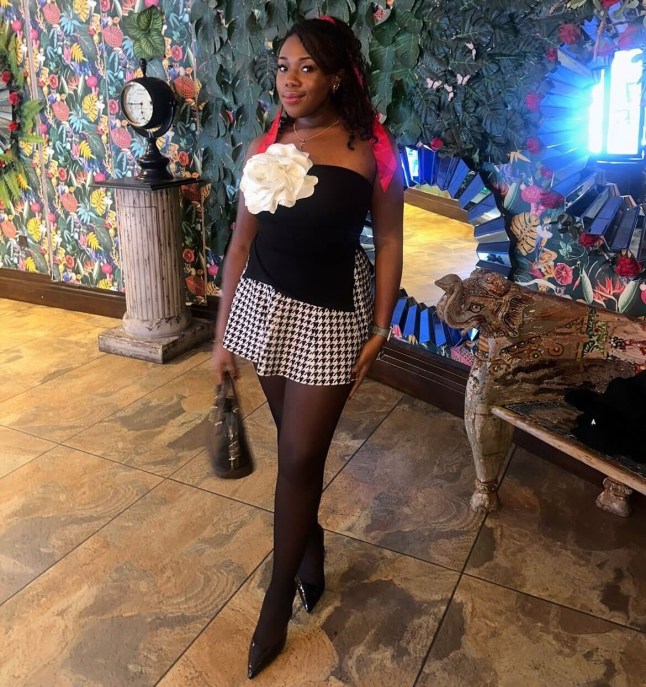 Channique Sterling-Brown posing at Lucy Fallon's baby shower