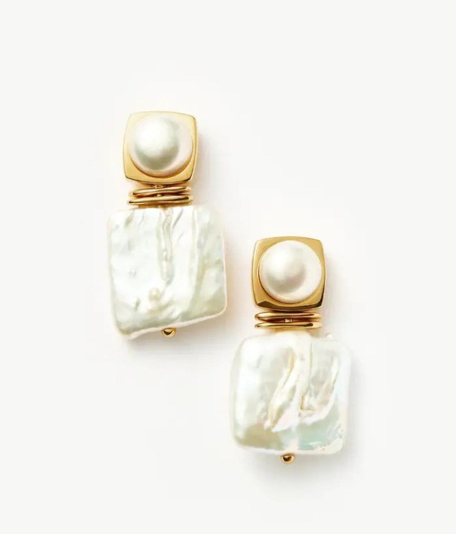 Image of Square Pearl Statement Stud Earrings from Missoma