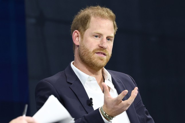 NEW YORK, NEW YORK - DECEMBER 04: Prince Harry, The Duke of Sussex, speaks during the New York Times annual DealBook summit at Jazz at Lincoln Center on December 04, 2024 in New York City. The NYT summit with Ross Sorkin returns with interviews on the main stage including Sam Altman, co-founder and C.E.O. of OpenAI, Jeff Bezos, founder and executive chairman of Amazon and owner of the Washington Post, former U.S. President Bill Clinton and Prince Harry, The Duke of Sussex, among others. The discussions will touch on topics such as business, politics and culture. (Photo by Michael M. Santiago/Getty Images)