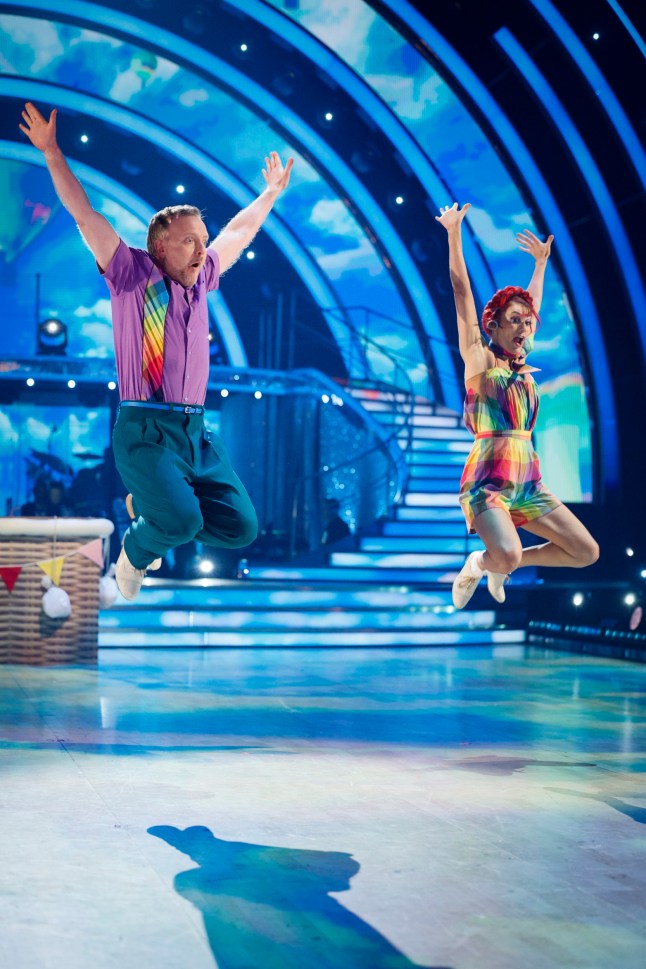 Chris McCausland and Dianne Buswell during the live show for Saturday's Strictly Come Dancing show on BBC1.