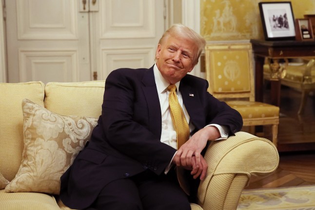 PARIS, FRANCE - DECEMBER 7: President-Elect Donald Trump reacts during his meeting with Prince William, Prince of Wales (not pictured) at the Embassy of the United Kingdom's Residence on December 7, 2024 in Paris, France. Donald Trump was among the wave of foreign dignitaries descending on Paris this weekend to attend a reopening ceremony at Notre-Dame Cathedral, more than five years after it was damaged in a major fire. (Photo by Oleg Nikishin/Getty Images)