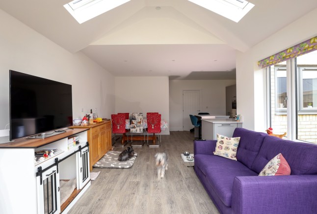 General view of the living space/kitchen diner at the home of Richard Tosh in St Neots Cambridgeshire. Richard and his family have recently bought the four bedroom property after returning to the UK from New Zealand.