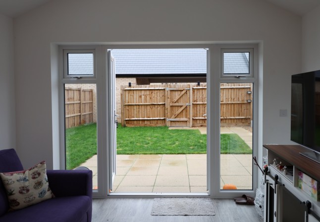 General view of the Garden and downstairs living area. Richard Tosh at his home in St Neots Cambridgeshire. Richard and his family have recently bought the four bedroom property after returning to the UK from New Zealand.