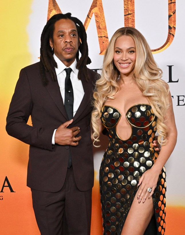 US rapper Jay-Z and US singer-songwriter Beyonce attend the world premiere of Disney's "Mufasa: The Lion King" at the Dolby theater in Hollywood, California, December 9, 2024. (Photo by Lisa O'CONNOR / AFP) (Photo by LISA O'CONNOR/AFP via Getty Images)