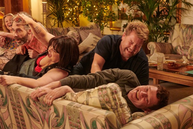 For use in UK, Ireland or Benelux countries only Undated BBC handout photo of (left to right) Joanna Page as Stacey, Robert Wilfort as Jason, Ruth Jones as Nessa, James Corden as Smithy, and Matthew Horne as Gavin, in Gavin and Stacey: The Finale, which will air at 9pm on Christmas Day on BBC One and iPlayer. The documentary Gavin And Stacey: A Fond Farewell will be shown at 7pm on New Year's Day on BBC One and iPlayer. Issue date: Tuesday December 10, 2024. PA Photo. See PA story SHOWBIZ GavinAndStacey. Photo credit should read: Toffee International Ltd/Tom Jackson/PA Wire NOTE TO EDITORS: Not for use more than 21 days after issue. You may use this picture without charge only for the purpose of publicising or reporting on current BBC programming, personnel or other BBC output or activity within 21 days of issue. Any use after that time MUST be cleared through BBC Picture Publicity. Please credit the image to the BBC and any named photographer or independent programme maker, as described in the caption.