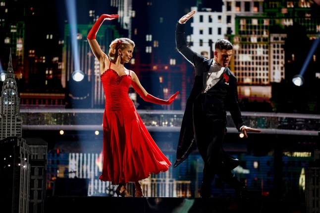 EMBARGOED TO 2030 SATURDAY DECEMBER 14 For use in UK, Ireland or Benelux countries only BBC handout photo of Tasha Ghouri and Aljaz Skorjanec, during the dress rehearsal for Saturday's Strictly Come Dancing show on BBC1. Picture date: Saturday December 14, 2024. PA Photo. See PA story SHOWBIZ Strictly. Photo credit should read: Guy Levy/BBC/PA Wire NOTE TO EDITORS: Not for use more than 21 days after issue. You may use this picture without charge only for the purpose of publicising or reporting on current BBC programming, personnel or other BBC output or activity within 21 days of issue. Any use after that time MUST be cleared through BBC Picture Publicity. Please credit the image to the BBC and any named photographer or independent programme maker, as described in the caption.