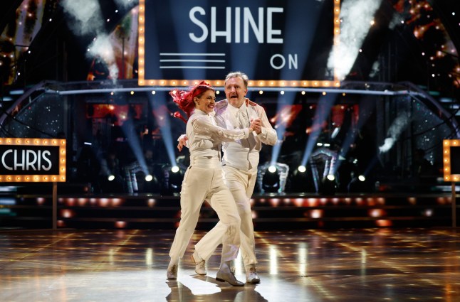 EMBARGOED TO 2030 SATURDAY DECEMBER 14 For use in UK, Ireland or Benelux countries only BBC handout photo of Chris McCausland and Dianne Buswell, during the dress rehearsal for Saturday's Strictly Come Dancing show on BBC1. Picture date: Saturday December 14, 2024. PA Photo. See PA story SHOWBIZ Strictly. Photo credit should read: Guy Levy/BBC/PA Wire NOTE TO EDITORS: Not for use more than 21 days after issue. You may use this picture without charge only for the purpose of publicising or reporting on current BBC programming, personnel or other BBC output or activity within 21 days of issue. Any use after that time MUST be cleared through BBC Picture Publicity. Please credit the image to the BBC and any named photographer or independent programme maker, as described in the caption.