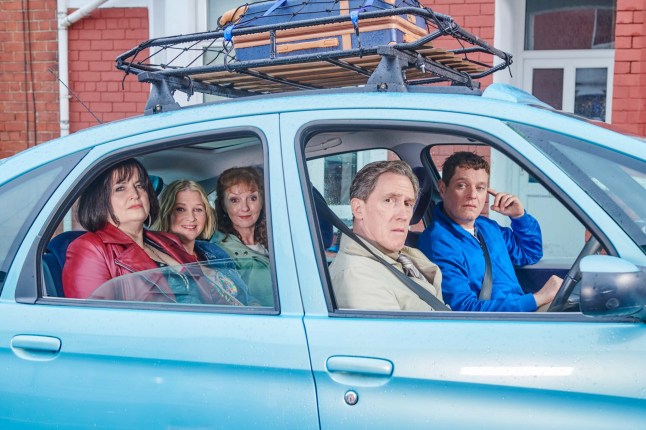 Undated BBC Handout Photo from Gavin and Stacey: The Finale. Pictured: Pictured: Nessa (RUTH JONES), Stacey (JOANNA PAGE), Gwen (MELANIE WALTERS), Bryn (ROB BRYDON), Gavin (MATHEW HORNE). PA Feature SHOWBIZ TV Gavin And Stacey. WARNING: This picture must only be used to accompany PA???Feature SHOWBIZ TV Gavin And Stacey. PA Photo. Picture crNOTE TO EDITORS: This picture must only be used to accompany PA Feature SHOWBIZ TV Gavin And Stacey. edit should read: BBC/Toffee International Ltd./Tom Jackson. WARNING: Use of this copyright image is subject to the terms of use of BBC Pictures' BBC Digital Picture Service. In particular, this image may only be published in print for editorial use during the publicity period (the weeks immediately leading up to and including the transmission week of the relevant programme or event and three review weeks following) for the purpose of publicising the programme, person or service pictured and provided the BBC and the copyright holder in the caption are credited. Any use of this image on the internet and other online communication services will require a separate prior agreement with BBC Pictures. For any other purpose whatsoever, including advertising and commercial prior written approval from the copyright holder will be required.