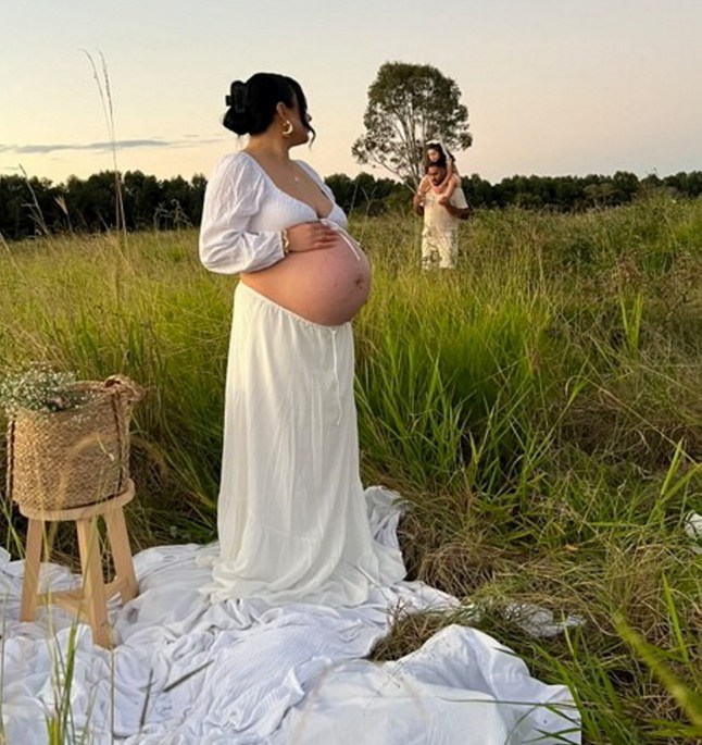 Brittany Opetaia-Halls pictured during her second pregnany with partner Rajan and daughter Malayisa-Maree. Photo released December 15 2024. A mum has told how she only has mega babies - one in the 99th percentile and the other who wore clothes for 12-monthers from day one. Brittany Opetaia-Halls, 29, welcomed her first child via c-section, Malayisa-Maree, in August 2020 - weighing 9lbs 4oz. Four years later, she gave birth naturally to another little girl, Milana-Mae, who tipped the scales at 9lbs 2oz, in a 24 hour labour. Malayisa-Maree, now four, wears clothes that should fit an eight-year-old.