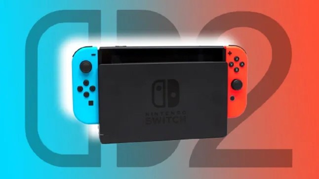 Nintendo Switch in its dock with the logo and the number in the background