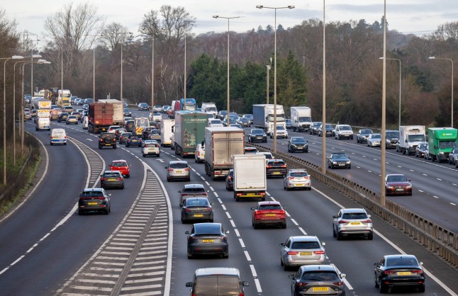 Travellers on the M25 motorway, ahead of Christmas, London. December 20, 2024. Drivers are being told to prepare for "one of the busiest Christmas getaways in years". Friday is predicted to be the busiest day on the roads during the festive period, with an estimated 23.7 million drivers planning a trip, the AA said.