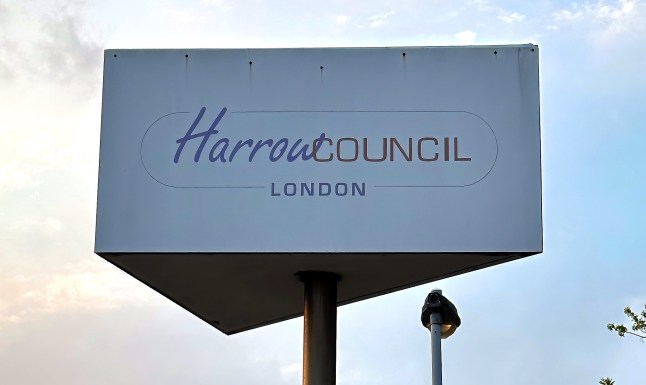 London, England - April 21 2023: Harrow Council London sign in England