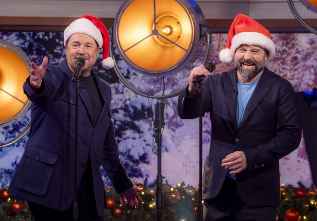 STRICTLY EMBARGOED UNTIL 00:01 24TH DECEMBER FOR BOTH PRINT AND ONLINE MEDIA. EDITORIAL USE ONLY. Mandatory Credit: Photo by Ken McKay/ITV/Shutterstock (15019739f) Michael Ball, Alfie Boe 'Good Morning Britain' TV show, London, UK - 25 Dec 2024