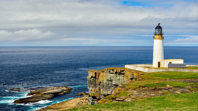 Lighthouse powered with solar energy, Westray, Orkney islands, Scotland