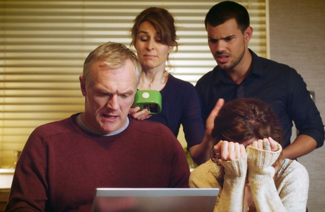 Editorial use only. No book cover usage. Mandatory Credit: Photo by Everett/Shutterstock (5661717a) Greg Davies, Helen Baxendale, Taylor Lautner, Esther Smith, 'The Application', - Season 3, Episode 2 Cuckoo - 2016