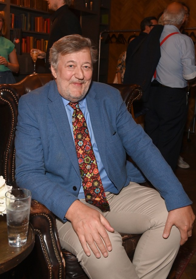 LONDON, ENGLAND - MAY 22: Stephen Fry poses in the green room during day three of the BFI & Radio Times Television Festival at BFI Southbank on May 22, 2022 in London, England. (Photo by David M. Benett/Dave Benett/Getty Images)