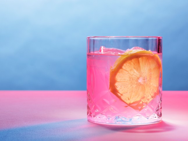 Pink drink with lemon