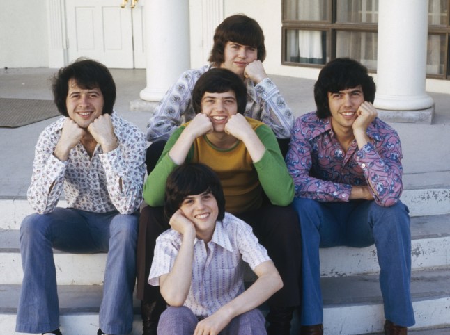 Five members of American family pop group The Osmonds, circa 1972. Front; Donny. Centre, left to right: Wayne, Jay and Alan. Back; Merrill. (Photo by Anwar Hussein/Hulton Archive/Getty Images)