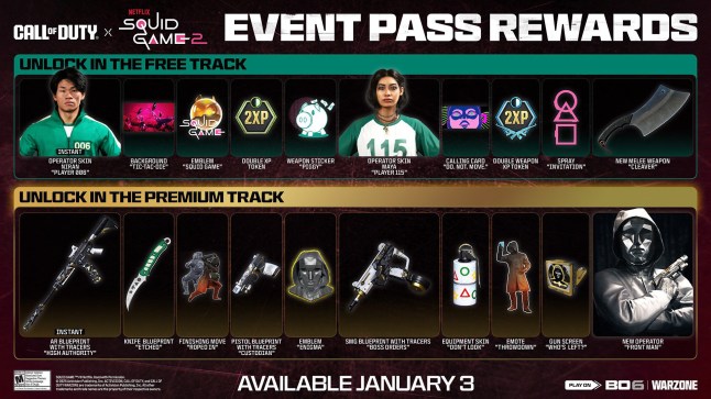 Squid Game Black Ops 6 rewards track