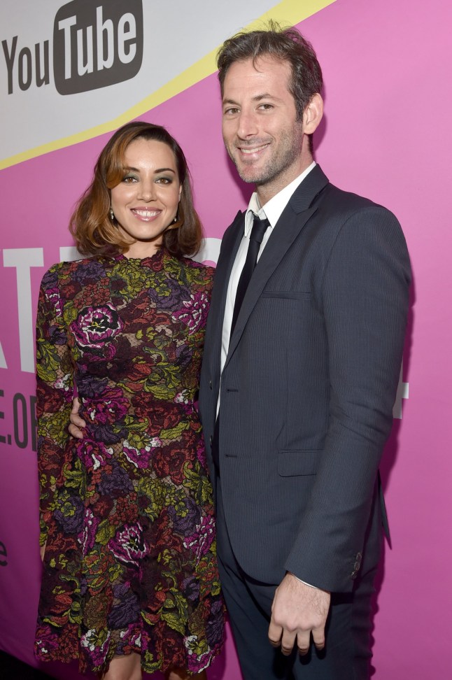 LOS ANGELES, CA - AUGUST 08: Actress Aubrey Plaza (L) and writer/director Jeff Baena attend the screening of "Life After Beth" with Father John Misty in concert during Sundance NEXT FEST at The Theatre at Ace Hotel on August 8, 2014 in Los Angeles, California. (Photo by Alberto E. Rodriguez/WireImage)