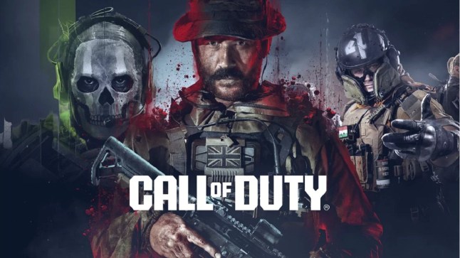 Call of Duty characters in a collage behind series logo