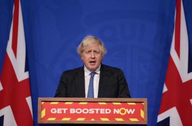 Mandatory Credit: Photo by Xinhua/REX/Shutterstock (12647075d) British Prime Minister Boris Johnson speaks at a COVID-19 press conference in the Downing Street media briefing room in London, Britain, Dec. 15, 2021. Britain reported 78,610 new coronavirus cases, the highest daily number since the start of the pandemic, bringing the total number of coronavirus cases in the country to 11,010,286, according to official figures released Wednesday. Britain London Covid 19 - 15 Dec 2021