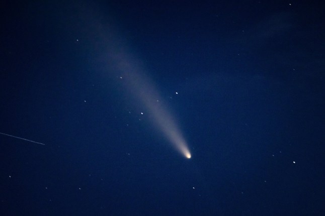 Mandatory Credit: Photo by Hollandse Hoogte/REX/Shutterstock (14791154a) MAASDAM - Comet C/2023 A3 Tsuchinshan-Atlas is visible over the Netherlands. Photo: Comet Tsuchinshan-Atlas Visible over the Netherlands - 16 Oct 2024