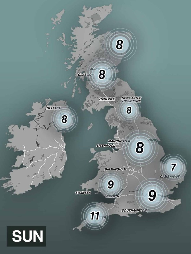 metro weather temperature map 19/01