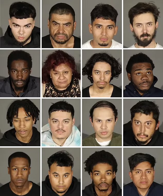 People accused of taking advantage of the carnage, including Joshua Kaliel Love (second row, first column), Miguel Angel Dorantes (second row, third column), and Dominic Pacheco Magana (first row, third column)