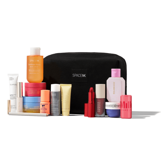 Image of cosmetics case containing skincare, haircare and makeup must-haves from Space NK and 2024.