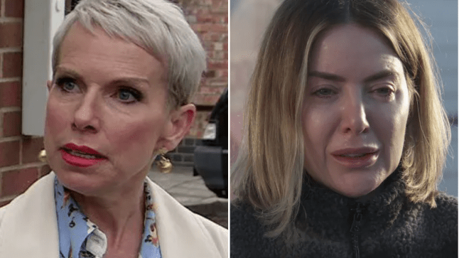 A split screen image of Debbie and Abi Webster in Coronation Street