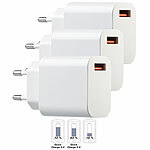 revolt 3er-Set 230-V-USB-Netzteil, Quick Charge 3.0, 5 - 12 V, max. 18 W revolt USB-Netzteile mit Quick Charge 3.0