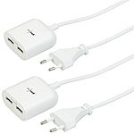 revolt 2er-Set 2Port-USB-Netzteil mit 150cm-Kabel und Smart-Power-Technologie revolt Mehrfach-USB-Netzteile für Steckdose