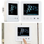 revolt 2er-Set Wand-Thermostate für Fußbodenheizung, LCD, Touch-Tasten revolt Programmierbare Thermostate für Fußbodenheizungen