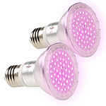 Lunartec 2er-Set LED-Pflanzenlampen mit je 48 LEDs, 50 Lumen, E27 Lunartec LED-Pflanzenlampen E27 (rot & blau)