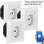 Luminea Home Control WLAN-Unterputz-Steckdose mit App, für Siri, Alexa & GA, 3er Pack Luminea Home Control