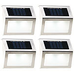 Lunartec 4er-Set Solar-LED-Wand- & Treppen-Leuchten für außen, Edelstahl, 20 lm Lunartec Solar-LED-Wand- und Treppen-Leuchten für den Außenbereich