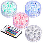 Lunartec 4er-Set RGB-LED-Unterwasserleuchten mit Fernbedienung, IP68 Lunartec LED-Unterwasser-Lichter